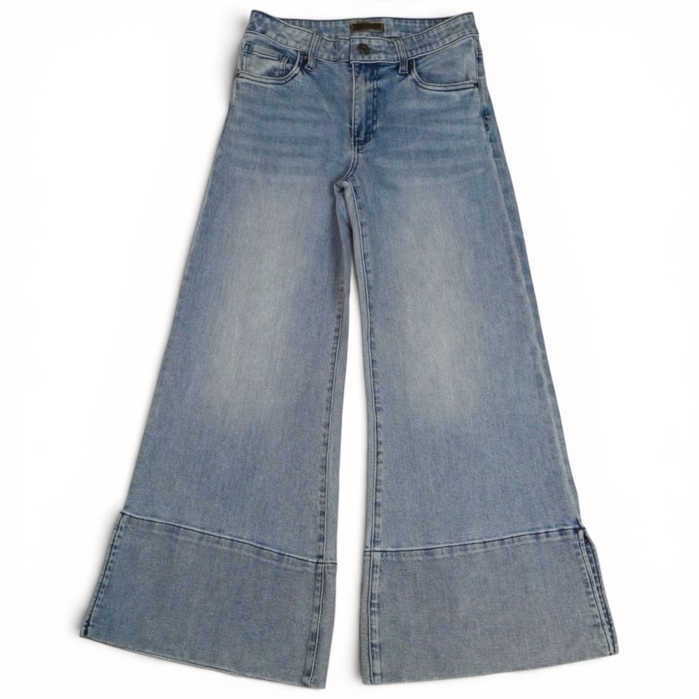KUT From The Kloth Goldie Super Flare Jeans Size 0 Waist 29 Light Wash Wide Leg